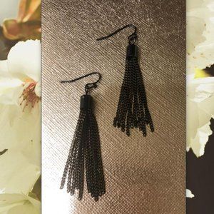 Black Chain Tassel Earrings